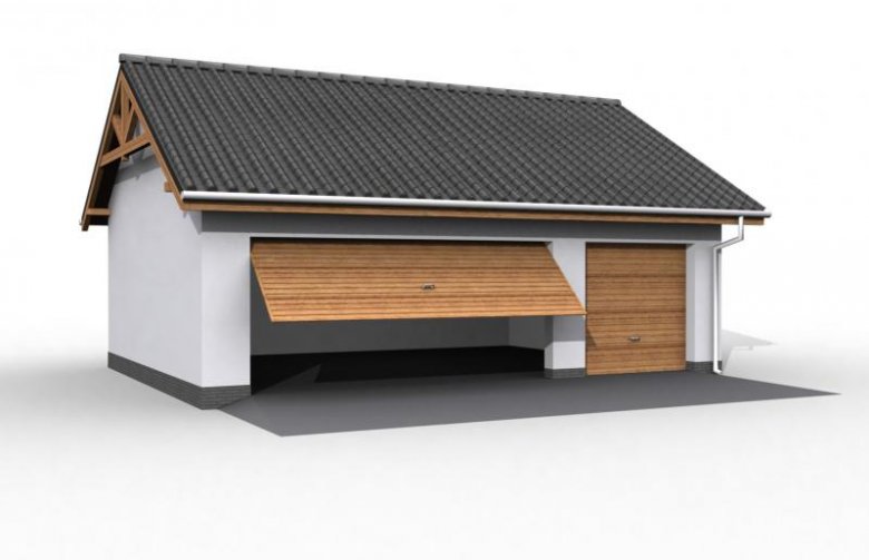 Projekt garażu G17 szkielet drewniany, garaż trzystanowiskowy