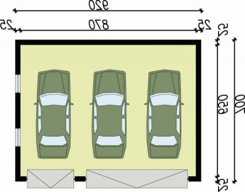 RZUT PRZYZIEMIA G17 szkielet drewniany, trzystanowiskowy - wersja lustrzana