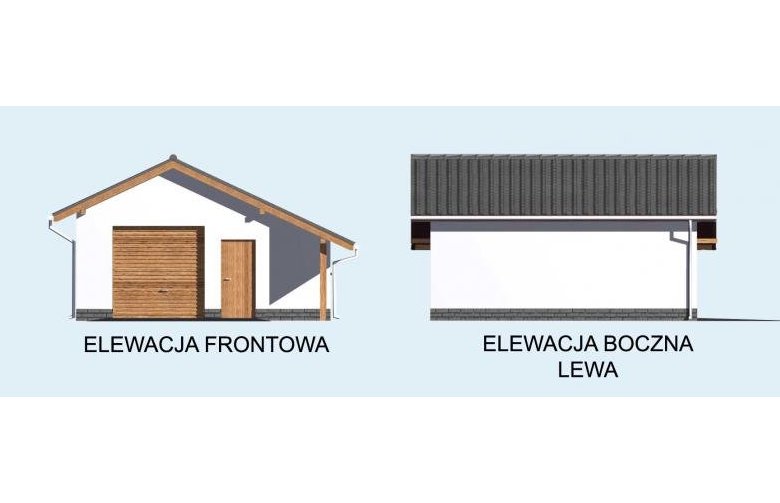 Projekt budynku gospodarczego G21 szkielet drewniany, jednostanowiskowy - elewacja 1