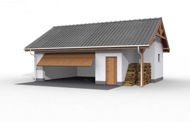 Projekt budynku gospodarczego G22 szkielet drewniany, garaż dwustanowiskowy