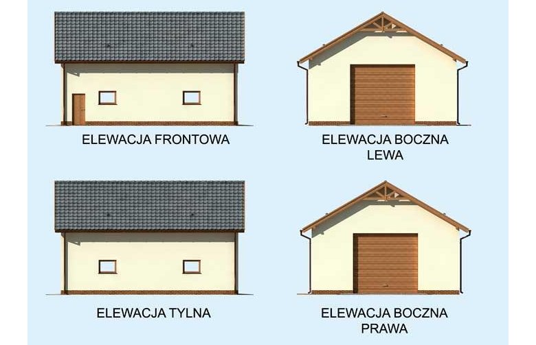 Projekt budynku gospodarczego G228B  - elewacja 1