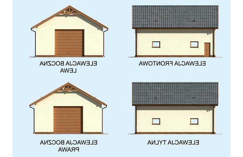 Projekt budynku gospodarczego G228B  - elewacja 1