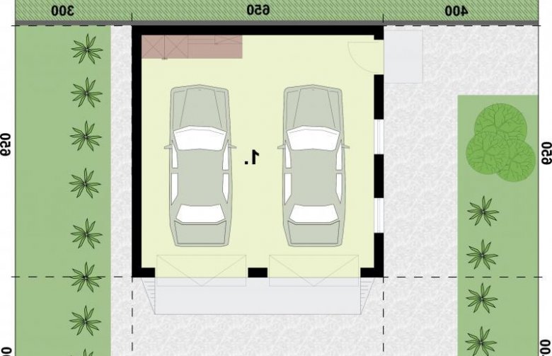 Projekt budynku gospodarczego G330B - rzut przyziemia