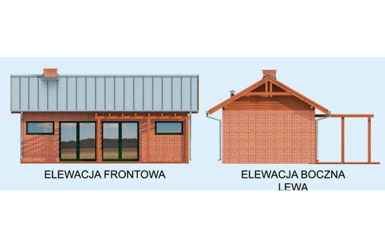 Projekt budynku gospodarczego KL14 Kuchnia letnia / Budynek gospodarczy - elewacja 1