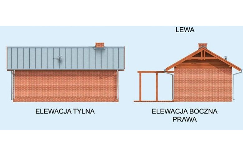 Projekt budynku gospodarczego KL14 Kuchnia letnia / Budynek gospodarczy - elewacja 2