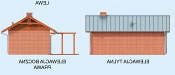 Elewacja projektu KL14 Kuchnia letnia / Budynek gospodarczy - 2 - wersja lustrzana