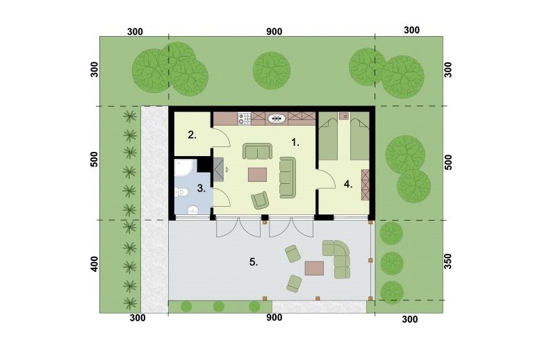 Projekt budynku gospodarczego KL14 Kuchnia letnia / Budynek gospodarczy - przyziemie