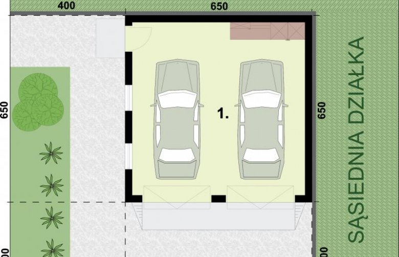 Projekt budynku gospodarczego G330J - rzut przyziemia