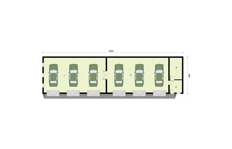 Projekt garażu G271 szkielet drewniany sześciostanowiskowy - rzut przyziemia