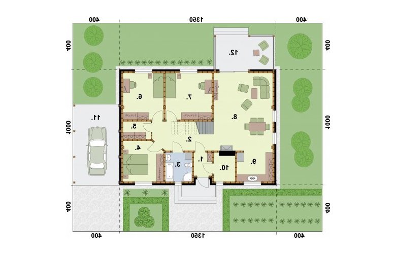 Projekt domu z bala NICEA szkielet drewniany - rzut przyziemia