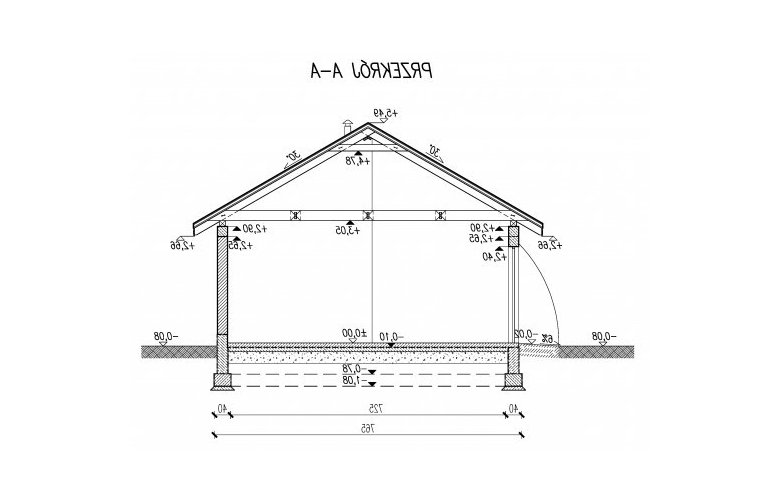 Projekt garażu G42a - przekrój 1