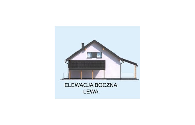 Projekt domu z bala NICEA 2 szkielet drewniany - elewacja 2