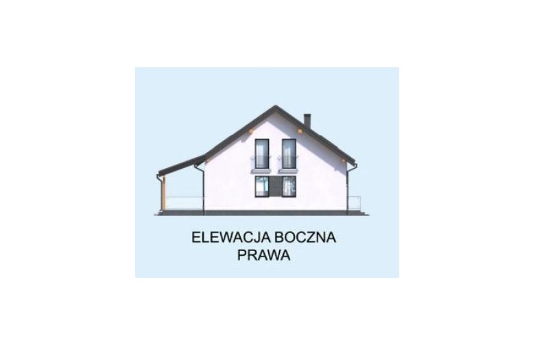 Projekt domu z bala NICEA 2 szkielet drewniany - elewacja 4