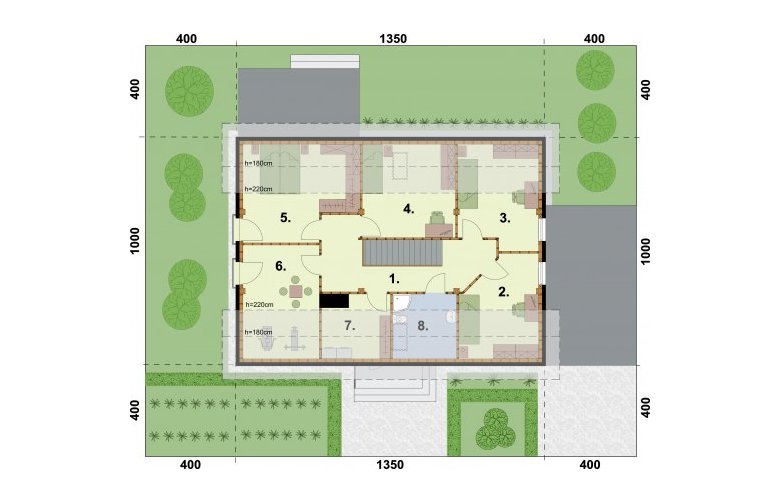 Projekt domu z bala NICEA 2 szkielet drewniany - rzut poddasza