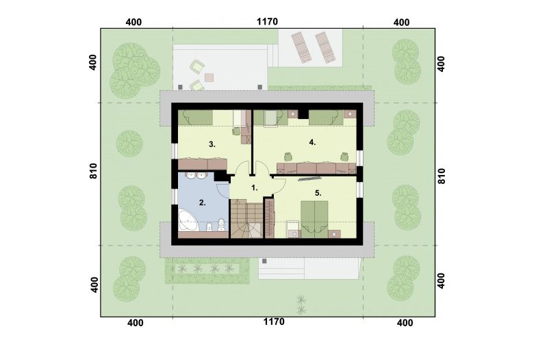 Projekt domu z poddaszem TRYPOLIS 2 - rzut poddasza