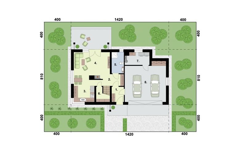 Projekt domu z poddaszem TRYPOLIS 4 - rzut przyziemia