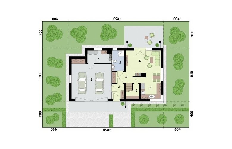 Projekt domu z poddaszem TRYPOLIS 4 - rzut przyziemia