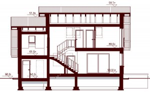 Przekrój projektu LISANDRA XS  w wersji lustrzanej