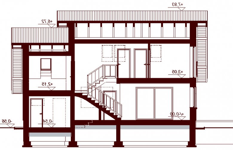 Projekt domu jednorodzinnego LISANDRA XS  - przekrój 2