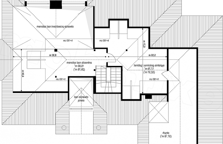 Projekt domu wolnostojącego Willa parkowa (587) - rzut poddasza