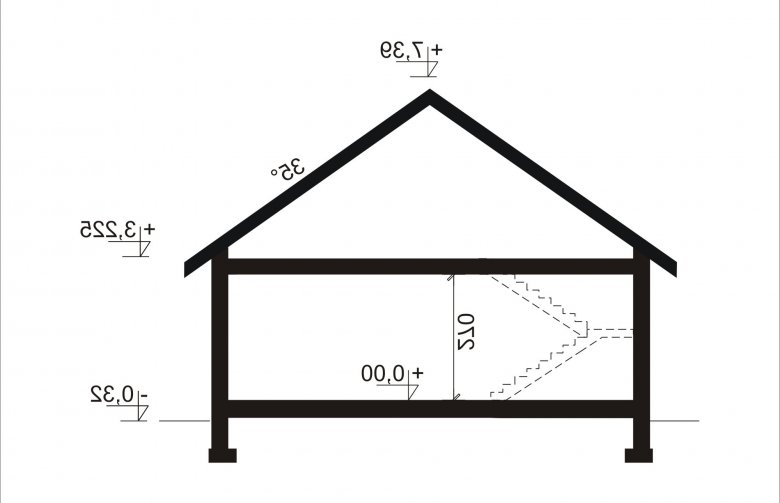 Projekt domu parterowego Hoste - przekrój 1