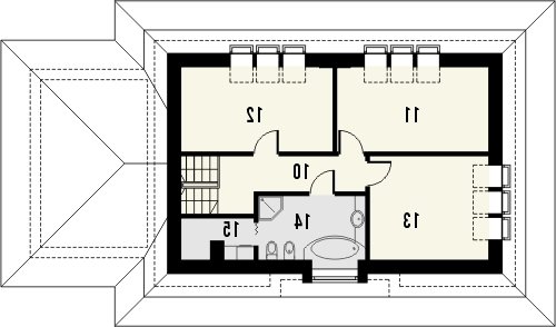 Rzut projektu AMARETTO 2 - wersja lustrzana