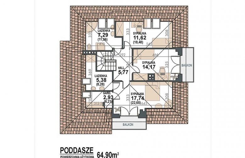 Projekt domu nowoczesnego Opałek III N - rzut poddasze