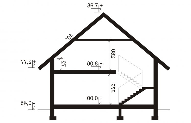 Projekt domu jednorodzinnego Wera 2 PS  - przekrój 1