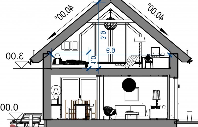 Projekt domu wielorodzinnego Domidea 58 - przekrój 1