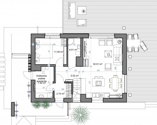 Rzut projektu Domidea 58 m