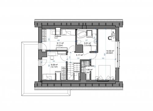 Rzut projektu Domidea 58 m