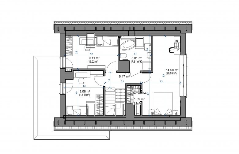 Projekt domu wielorodzinnego Domidea 58 m - 