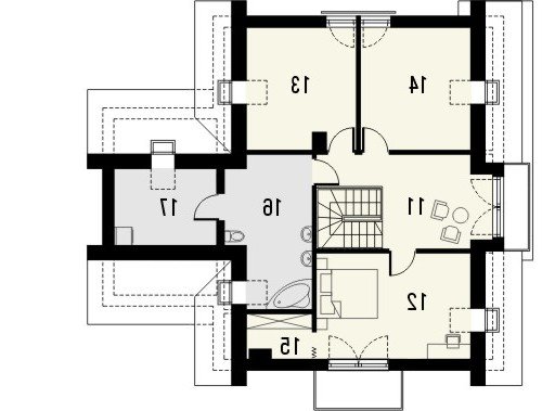 Rzut projektu ROZALIN 2 - wersja lustrzana