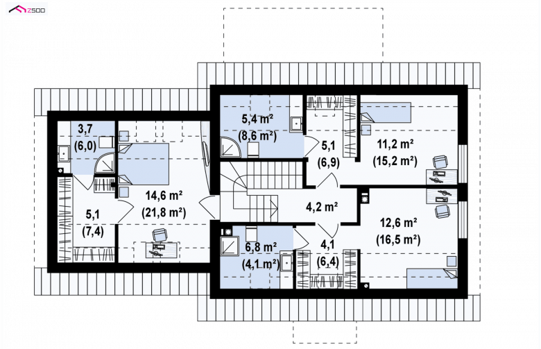 Projekt domu jednorodzinnego Z345 - poddasze