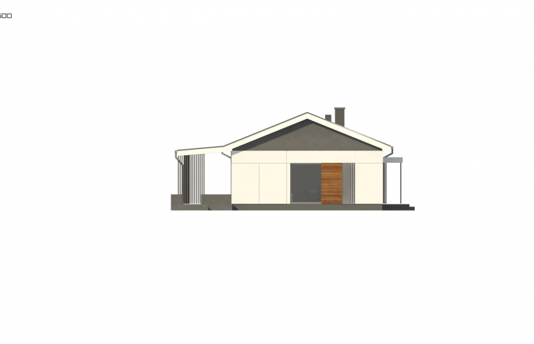 Projekt domu parterowego Z376 D - elewacja 1