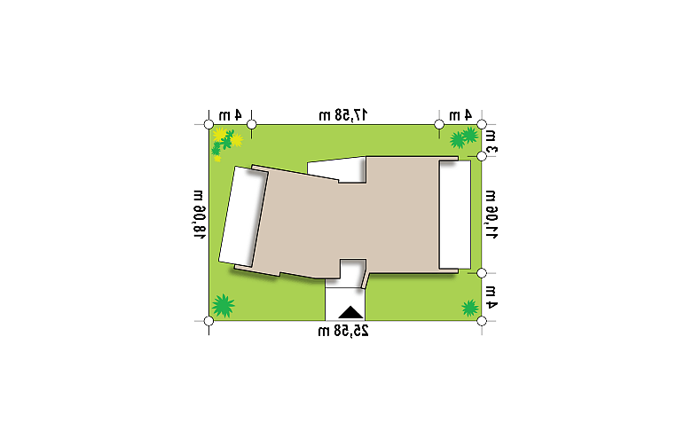 Projekt domu parterowego Zx 180 - Usytuowanie - wersja lustrzana