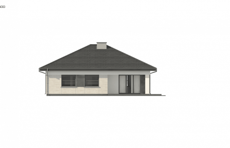 Projekt domu parterowego Z332 D - elewacja 1