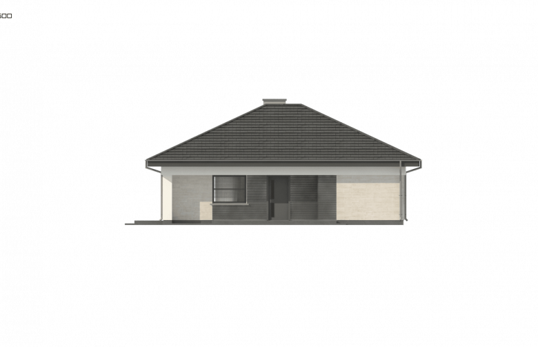 Projekt domu parterowego Z332 D - elewacja 3