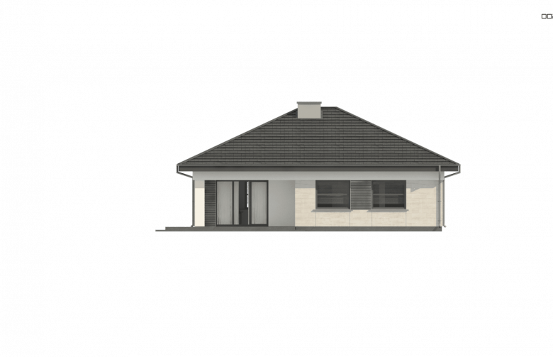 Projekt domu parterowego Z332 D - elewacja 1