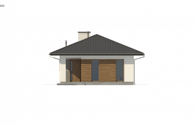 Projekt domu parterowego Z355 - elewacja 3