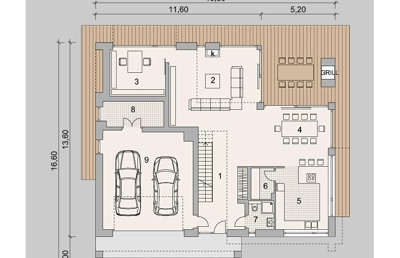 Projekt domu jednorodzinnego LK&1255 - parter