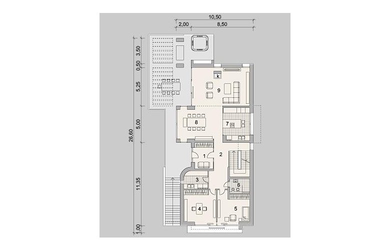 Projekt domu z poddaszem LK&1245 - parter