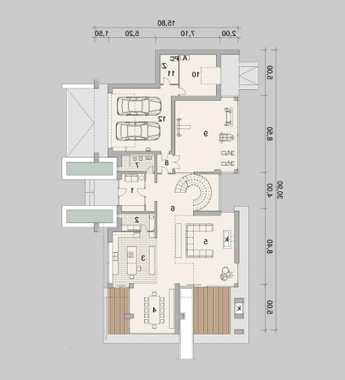 Rzut projektu LK&1235 - wersja lustrzana