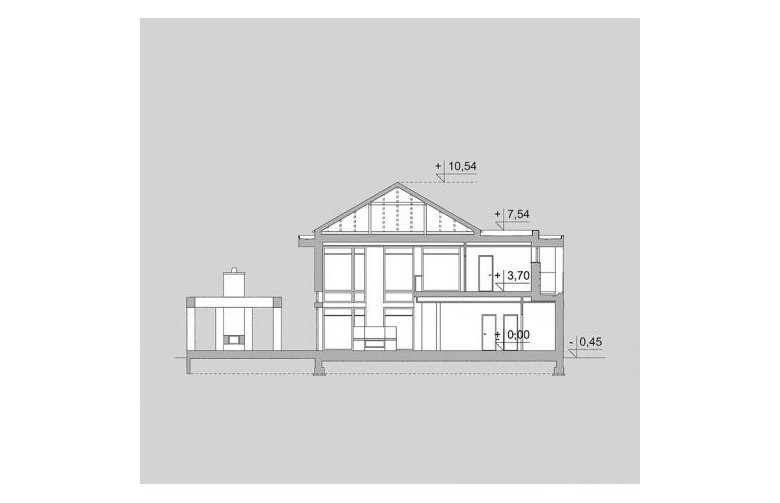 Projekt domu piętrowego LK&1231 - przekrój 1