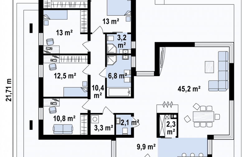 Projekt domu parterowego Zx79 - 