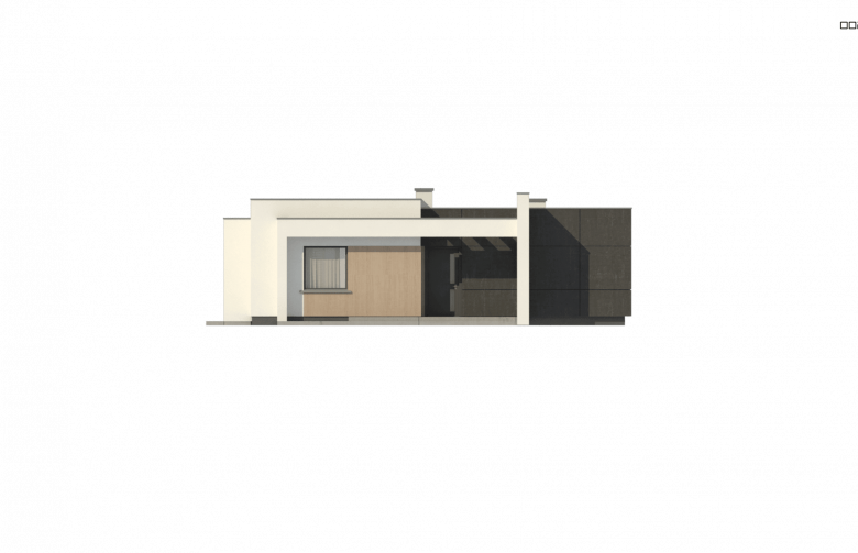 Projekt domu parterowego Zx77 D - elewacja 4