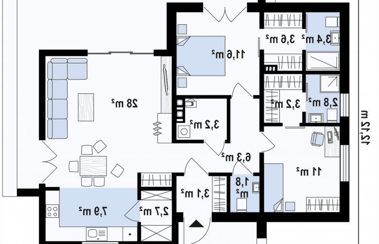 Projekt domu parterowego Zx77 D - 