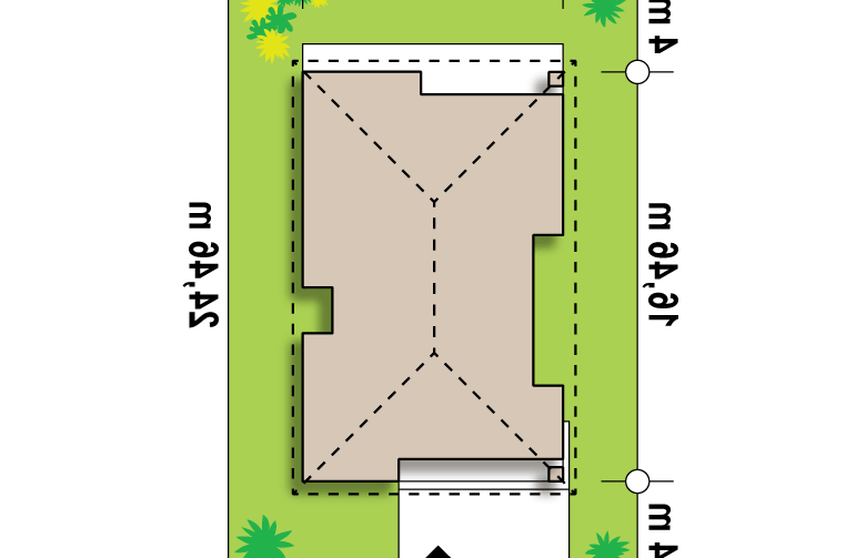 Projekt domu parterowego Z348 - Usytuowanie - wersja lustrzana