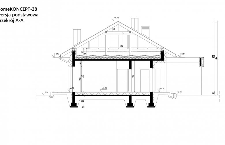 Projekt domu parterowego HomeKONCEPT 38 - przekrój 1