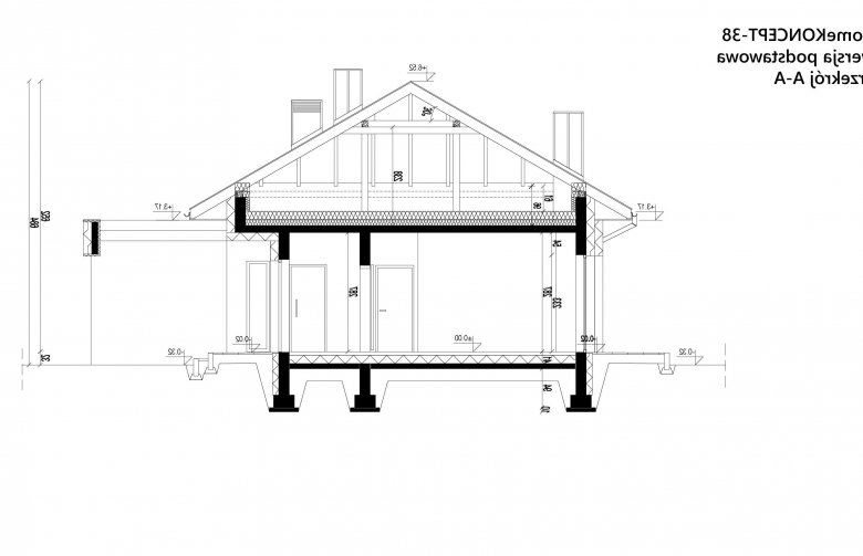 Projekt domu parterowego HomeKONCEPT 38 - przekrój 1